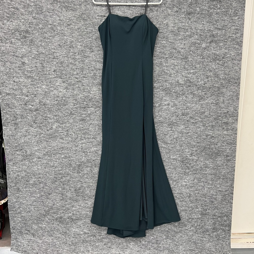 BHLDN Dress Womens 12 Green Cowl Neck Spaghetti Strap Evening Gown USA Made